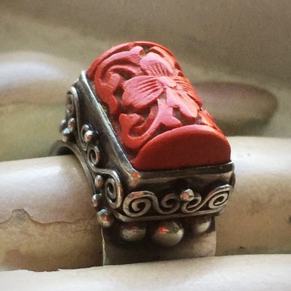 Sterling Cinnabar Handmade in Bali Ring